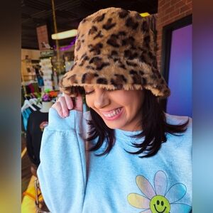 Fuzzy Cheetah Bucker Hat